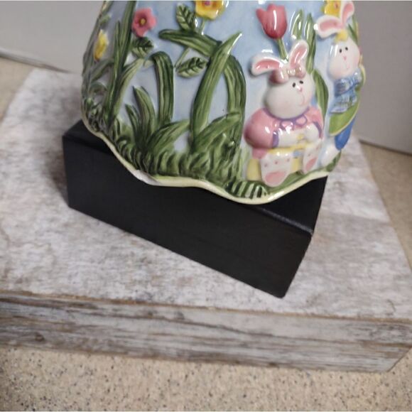 Home Interior Ceramic Candle Shade Bunnies 3-D. C4 - Picture 2 of 4